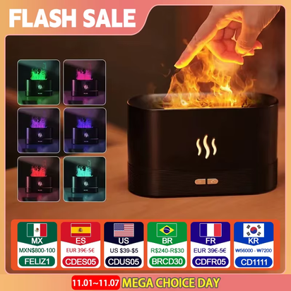 Perfume Humidifier Ultrasonic Air Humidifier with LED Lighting Simulation Colorful Flame Fragrance Machine
